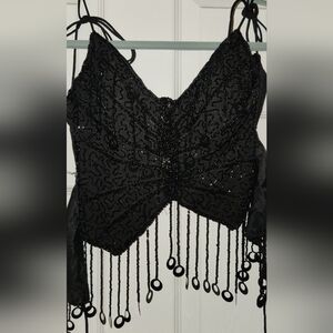 Elegant Black Beaded Corset
